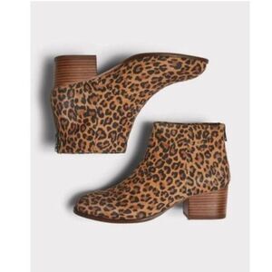 Seychelles Boots Women's 6 Brown Suede Side Zip Leopard Print Pointed Toe Bootie